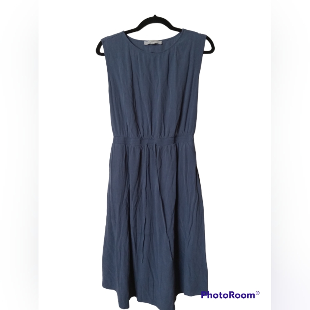 LOFT Blue Dress with Tie at Waist